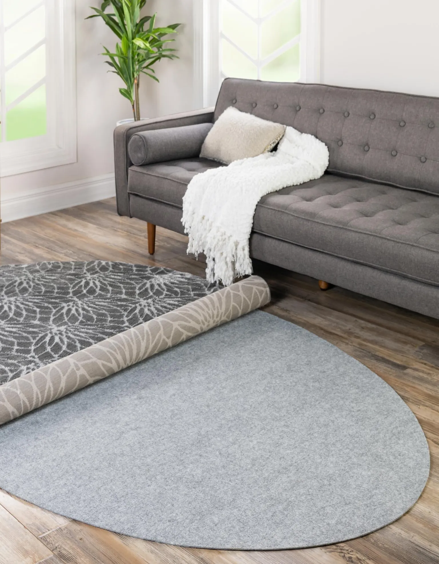 7' 10 x 9' 10 Everyday Performance Oval Area Rug Pad Floor Protection Pad for Under Rugs & Carpet Non-Slip Backing Soft Cushioned Mat - OVAL SHAPE