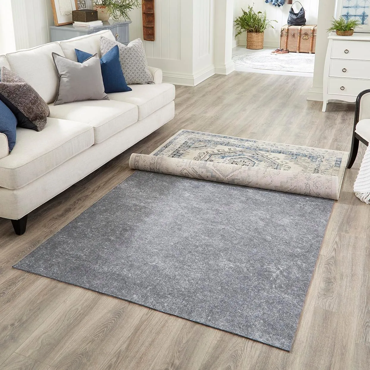 6' 11 x 9' 11 Everyday Performance Rectangle Area Rug Pad Floor Protection Pad for Under Rugs & Carpet Non-Slip Backing Soft Cushioned Mat